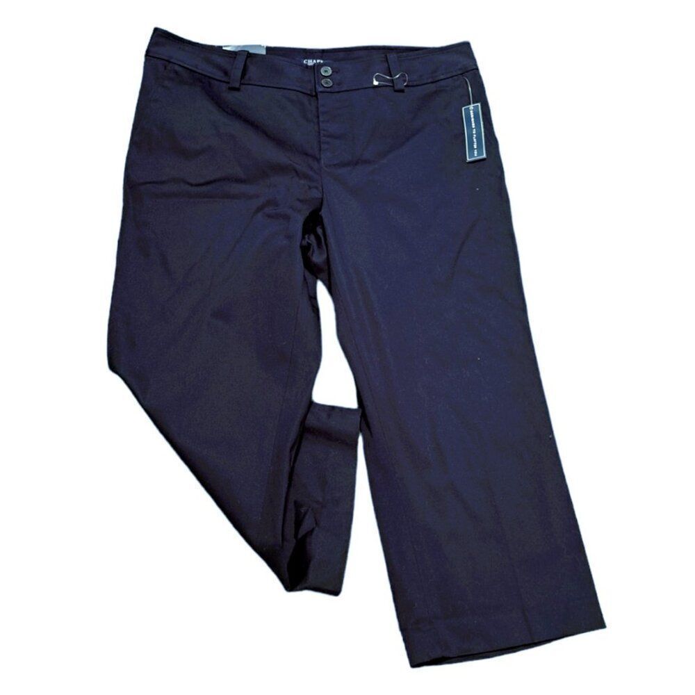 Chaps Women's Navy Blue Capri Pants Slimming Fit Flat Front Travel Work  Sz 12P